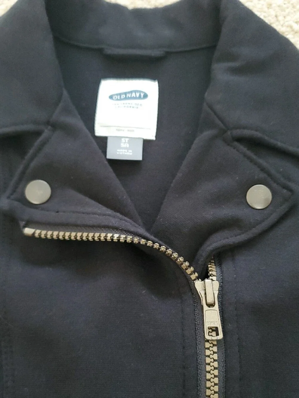 Old Navy Black Zip Moto Jacket, Size 5T